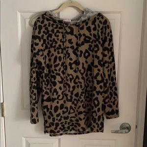 Pink Lily boutique leopard tunic pullover